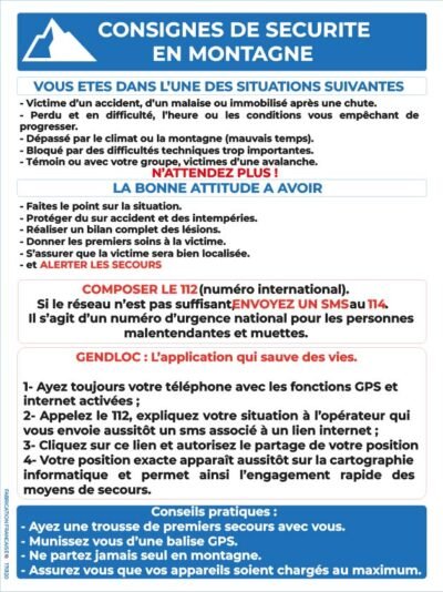 consignes de sécurité – montagne a4
