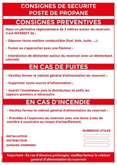consigne de sécurité – poste de propane