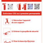 consignes d’utilisation de l’extincteur co2 ou à pression permanente – qr code – panneau de signalisation 15 x 20 cm