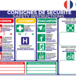consignes de sécurité (français / anglais) – panneau de signalisation