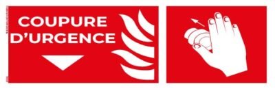 coupure d’urgence – panneau de signalisation 20 x 8 cm