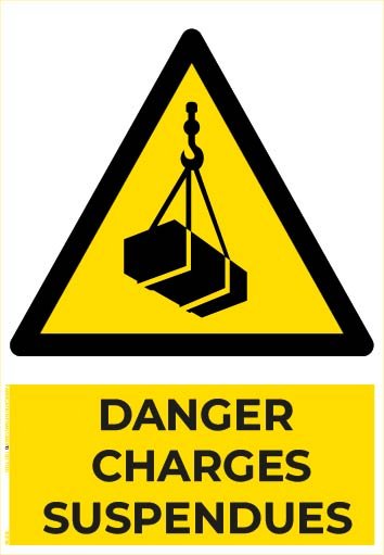 danger charges suspendues – panneau de signalisation a4