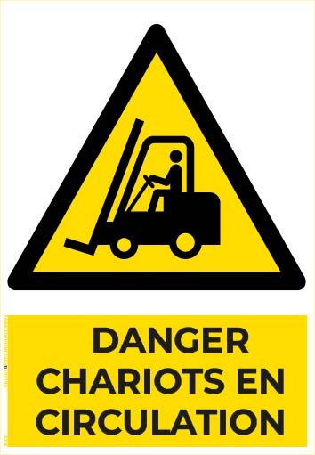 danger chariots en circulation – panneau de signalisation a4
