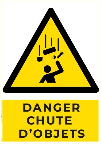 danger chute d’objets – panneau de signalisation a4