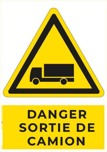 danger sortie de camion – panneau de signalisation a4