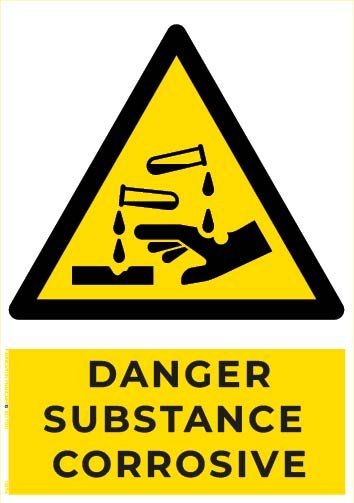 danger substance corrosive – panneau de signalisation a4