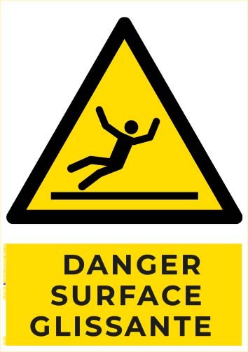 danger surface glissante – panneau de signalisation a4