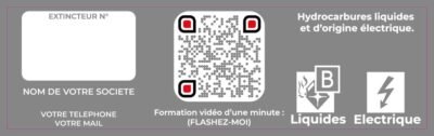 etiquettes extincteurs 20 x 8 cm classe b
