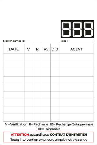 Étiquettes extincteur vierge – vinyle adhésif – 7.4 x 10.5 cm – 500 étiquettes – 1 rouleaux