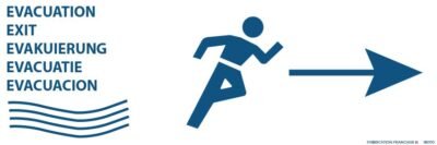 Évacuation camping 30 x 15 cm droite bleu