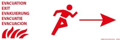 Évacuation camping 30 x 15 cm droite rouge