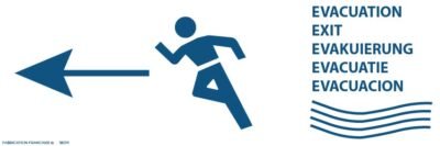 Évacuation camping 30 x 15 cm gauche bleu (copie)