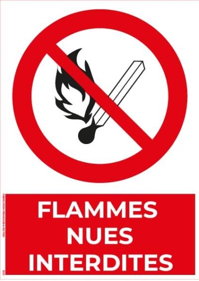 flammes nues interdites – panneau de signalisation a4