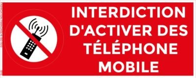 interdiction d’activer les téléphones mobiles – panneau de signalisation