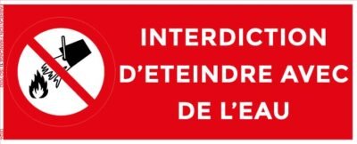 interdiction d’éteindre avec de l’eau – panneau de signalisation rectangulaire