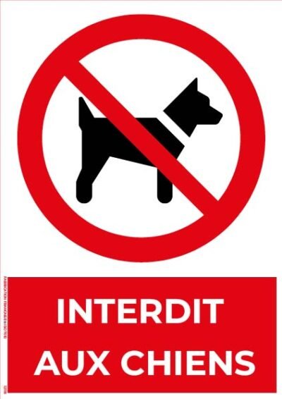 interdit aux chiens – panneau de signalisation a4