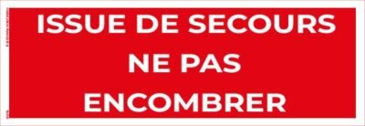 issue de secours – ne pas encombrer – panneau de signalisation 20 x 8 cm