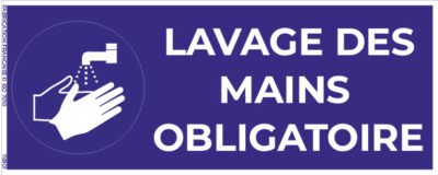 lavage des mains obligatoire – panneau de signalisation rectangulaire 20 x 8 cm