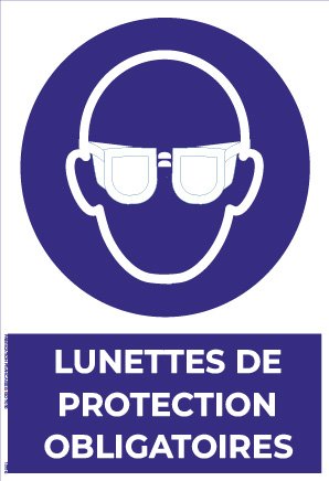 lunettes de protection obligatoires – panneau de signalisation a4