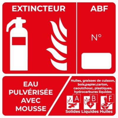 panneau extincteur eau abf  10 x 10cm