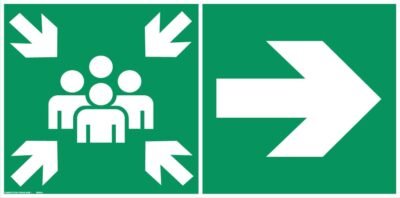 panneau point de rassemblement 30 x 15 cm droite