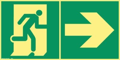 panneaux Évacuation – 30 x 15 cm –photoluminescent droite