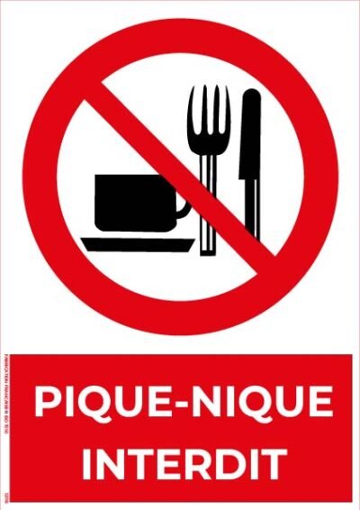 pique nique interdit – panneau de signalisation a4