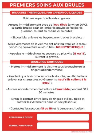 premiers secours – brûlures a4 et a3