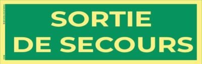 sortie de secours – panneau photoluminescent 20 x 8 cm