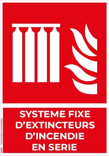système fixe d’extincteurs d’incendie en série – panneau de signalisation