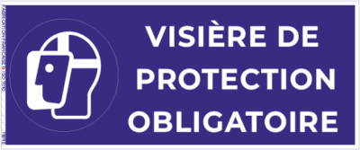 visière de protection obligatoire – panneau de signalisation rectangulaire 15 x 6 cm